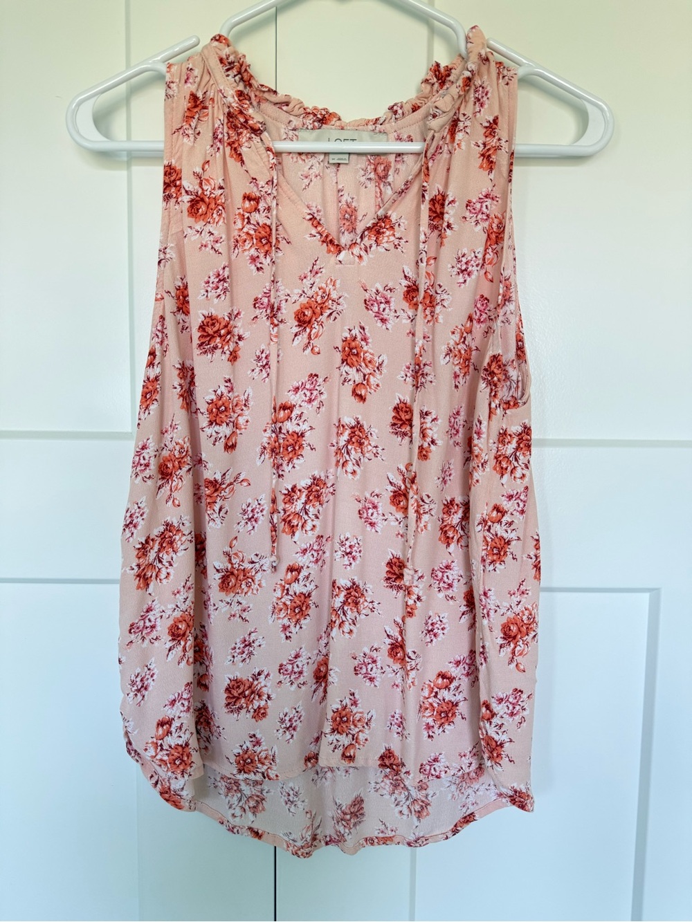 LOFT Pink Floral Tie-Neck Sleeveless Camisole